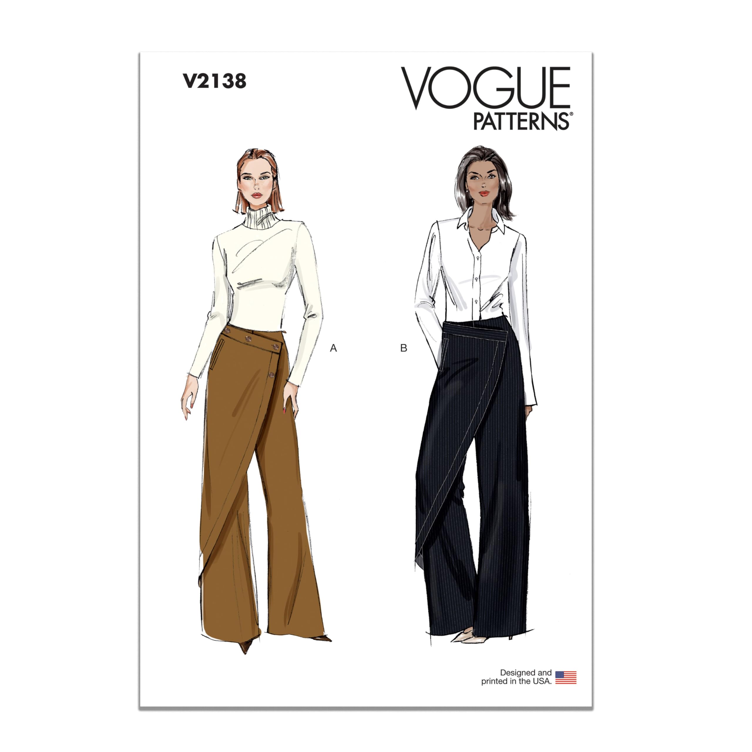 Patron de couture pour pantalon enveloppant ajusté aux tailles 44 à 52 Vogue