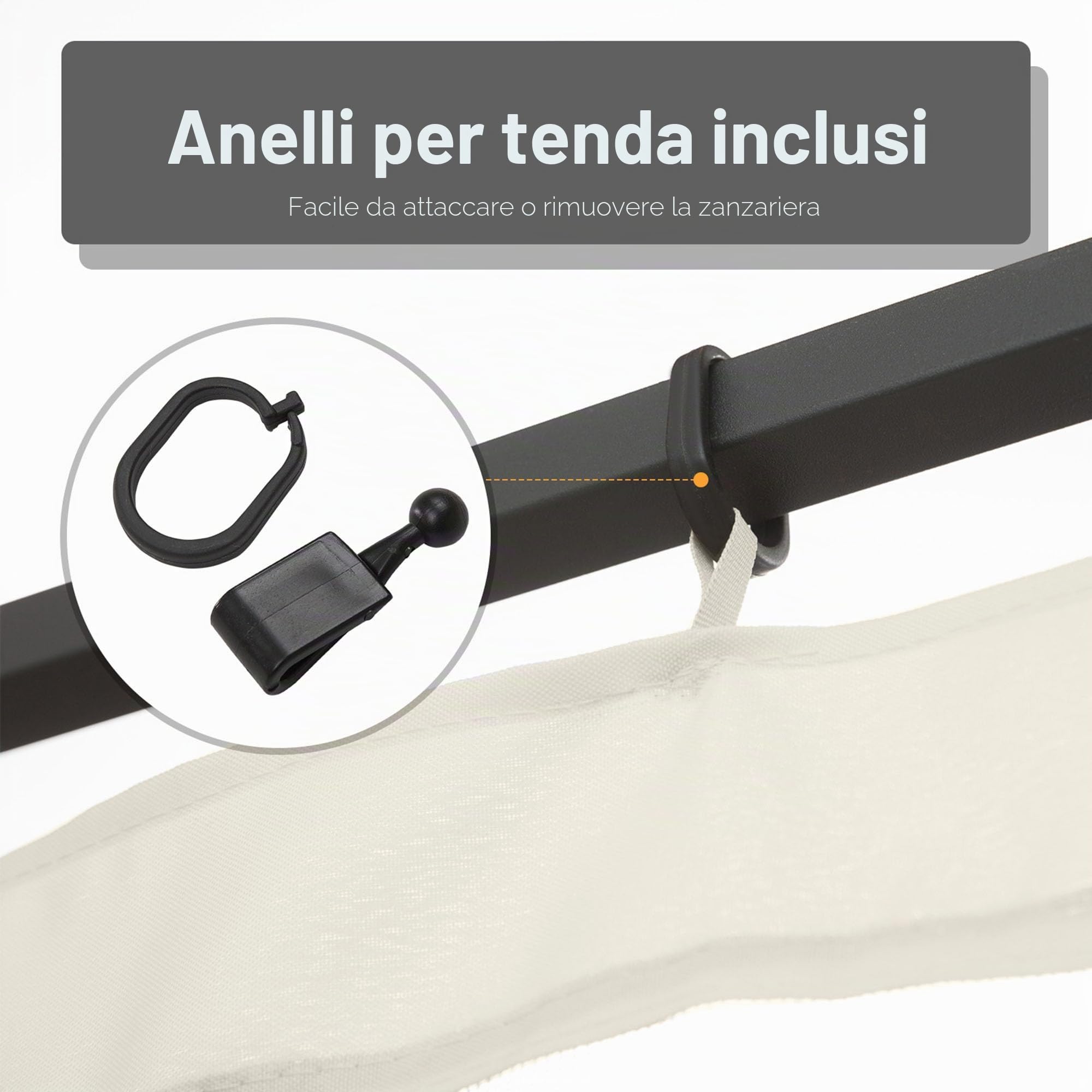 Outsunny Zanzariere per gazebo barnum 3 x 4 m - set di 4 zanzariere con cerniera + ganci di fissaggio - poliestere nylon