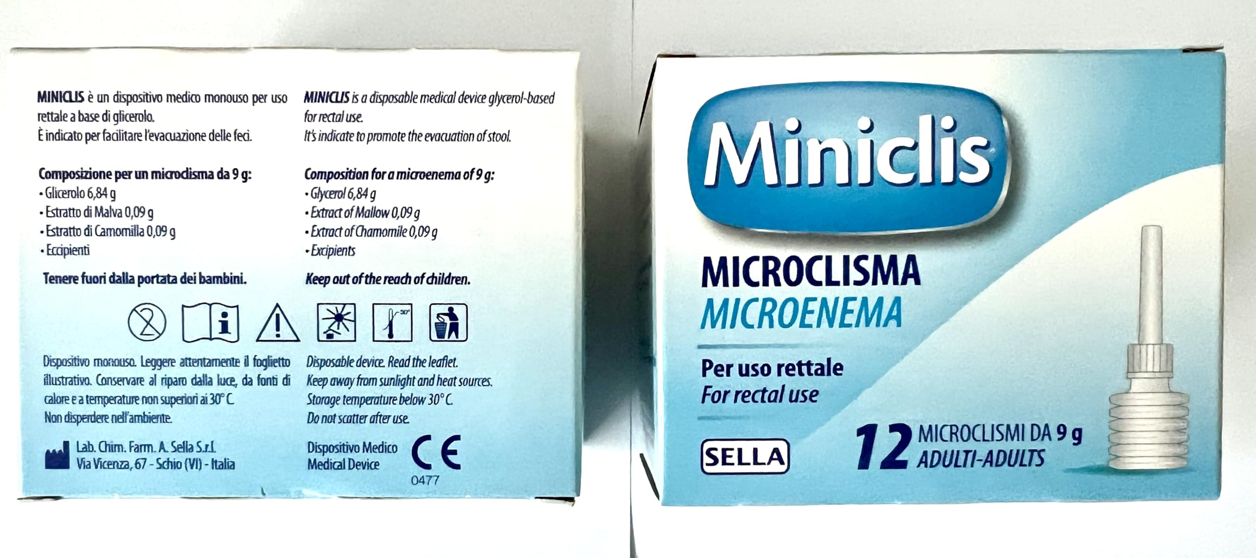 Sillín Miniclis Adultos 12 microclismos de 9 gr 2 paquetes