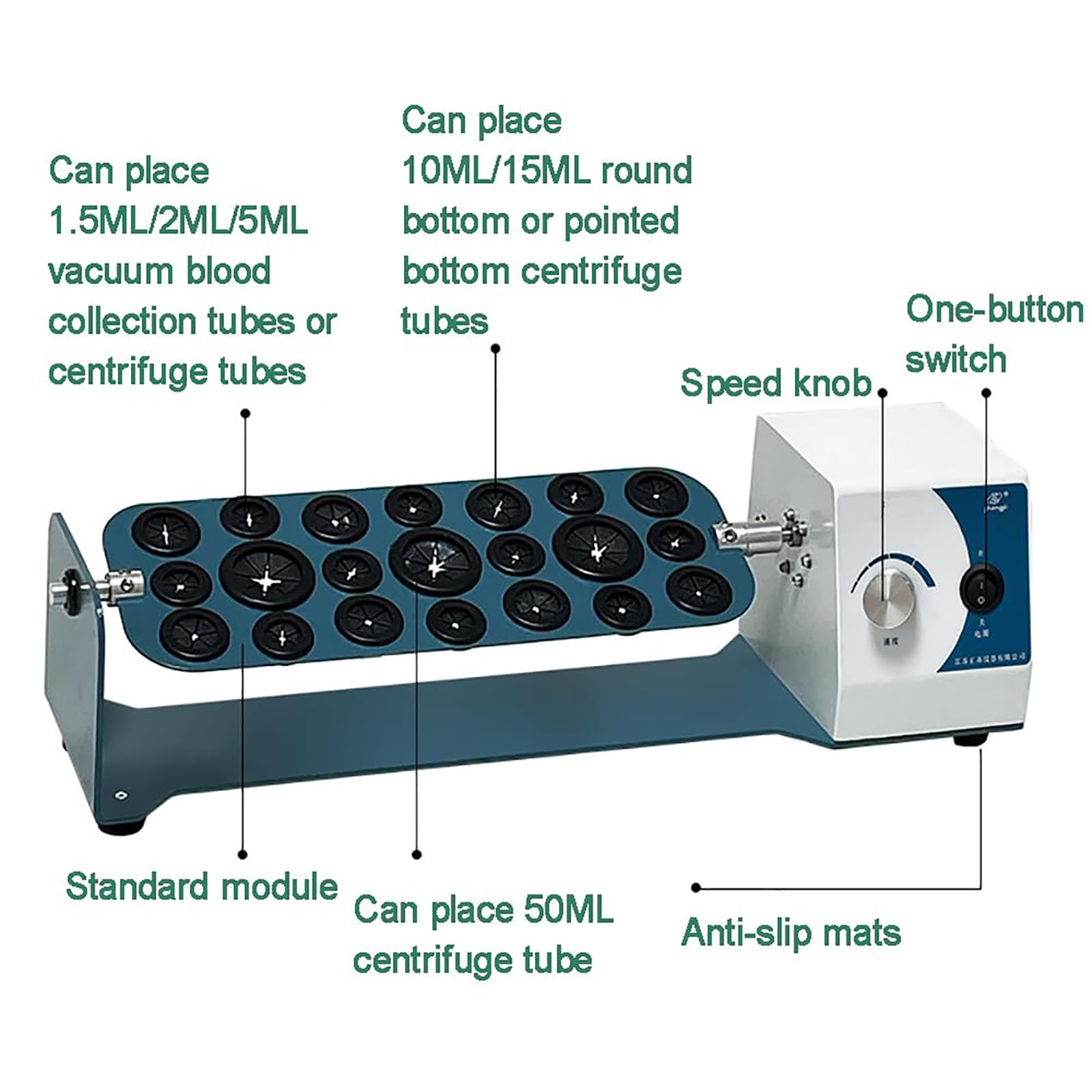 Agitatore orbitale da laboratorio, miscelatore multitubo, agitatore rotante ad asse lungo, velocità regolabile 20-80 giri/min e motore brushless, capacità di elaborazione super potente, per