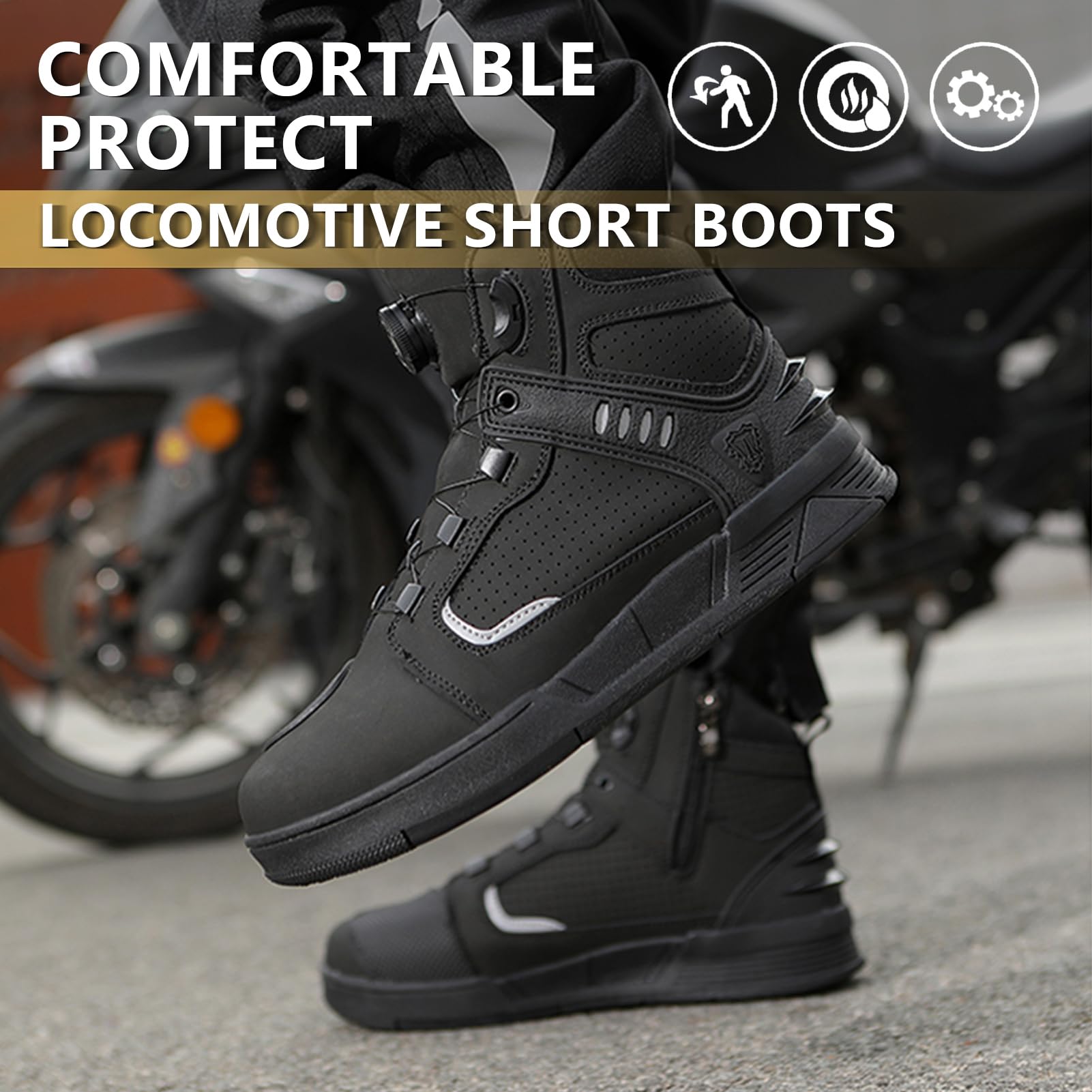 Bottes Motard Street Casual Antidérapantes et Cnfortables Respirantes avec Fermetures à Glissière Latérales Adaptées à Toutes Les Saisons