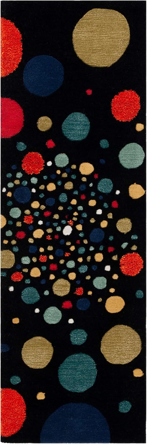SAFAVIEH Soho Collection Runner Rug - 2'6" x 8', Black & Multi, Handmade Abstract Wool & Viscose, Ideal for High Traffic Areas in Living Room, Bedroom (SOH728A)