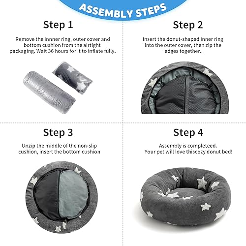 Vista 8 de Mora Pets Donut - Cama redonda para perros de tamaño mediano, con funda extraíble lavable, bonita cama para mascotas calmante y esponjosa