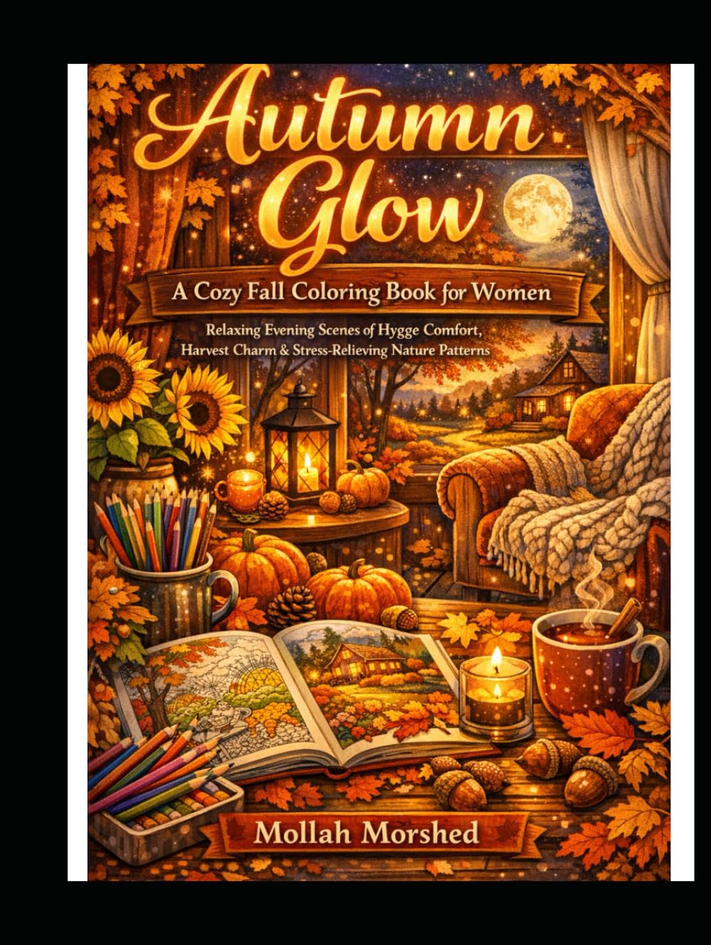 Autumn Glow: A Cozy Fall Coloring Book for Women – Relaxing Evening Scenes of Hygge Comfort, Harvest Charm & Stress-Relieving Nature Patterns