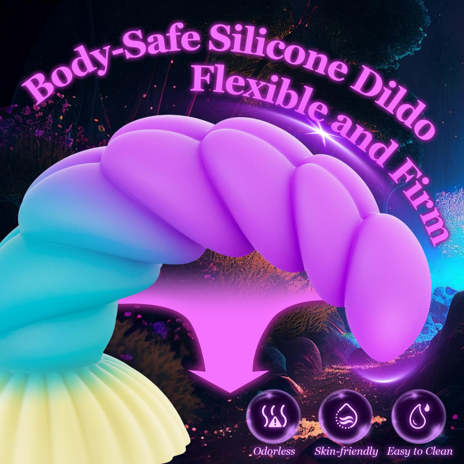 Monster Dildo Big Dildo,6 inch Suction Cup Dildos for Prostate & G Spot,Pink & Blue Soft Curved Fantasy Dildos with Ribbed,Unicorn Silicone Realistic Dildos Anal Sex Toy for Men Women Couples
