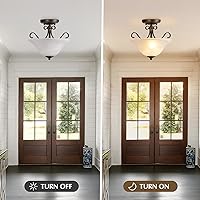 Vista 4 de Luvkczc Upgrade Semi Flush Mount Ceiling Light,Brass Ceiling Light Fixture, Mid Century Ceiling Light, Glass Close to Ceiling Light for Bedroom