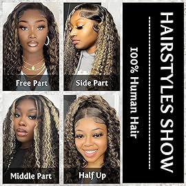 bangjazz 26 Inch Deep Wave Lace Front Wigs Human Hair Fb/27 180% Density 13x4 HD Lace Frontal Wigs Human Hair Pre Plucked Ombre Lace Front Wig Balayage Highlight Glueless Wigs for Women