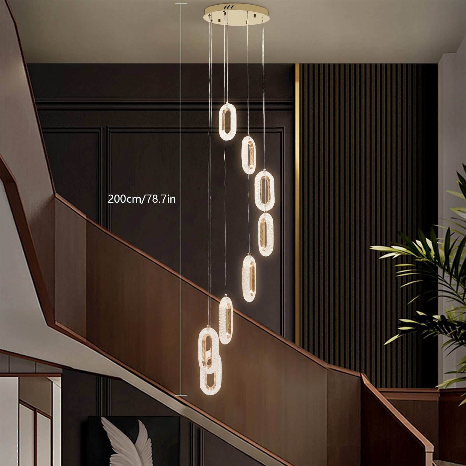 Moderne 8-Ring LED Pendelleuchte Deckenleuchte Deckenlampe Kronleuchter mit Fernbedienung Einstellbare Helligkeit 35W 3850lm für Wohnzimmer Büro Flur Esszimmer