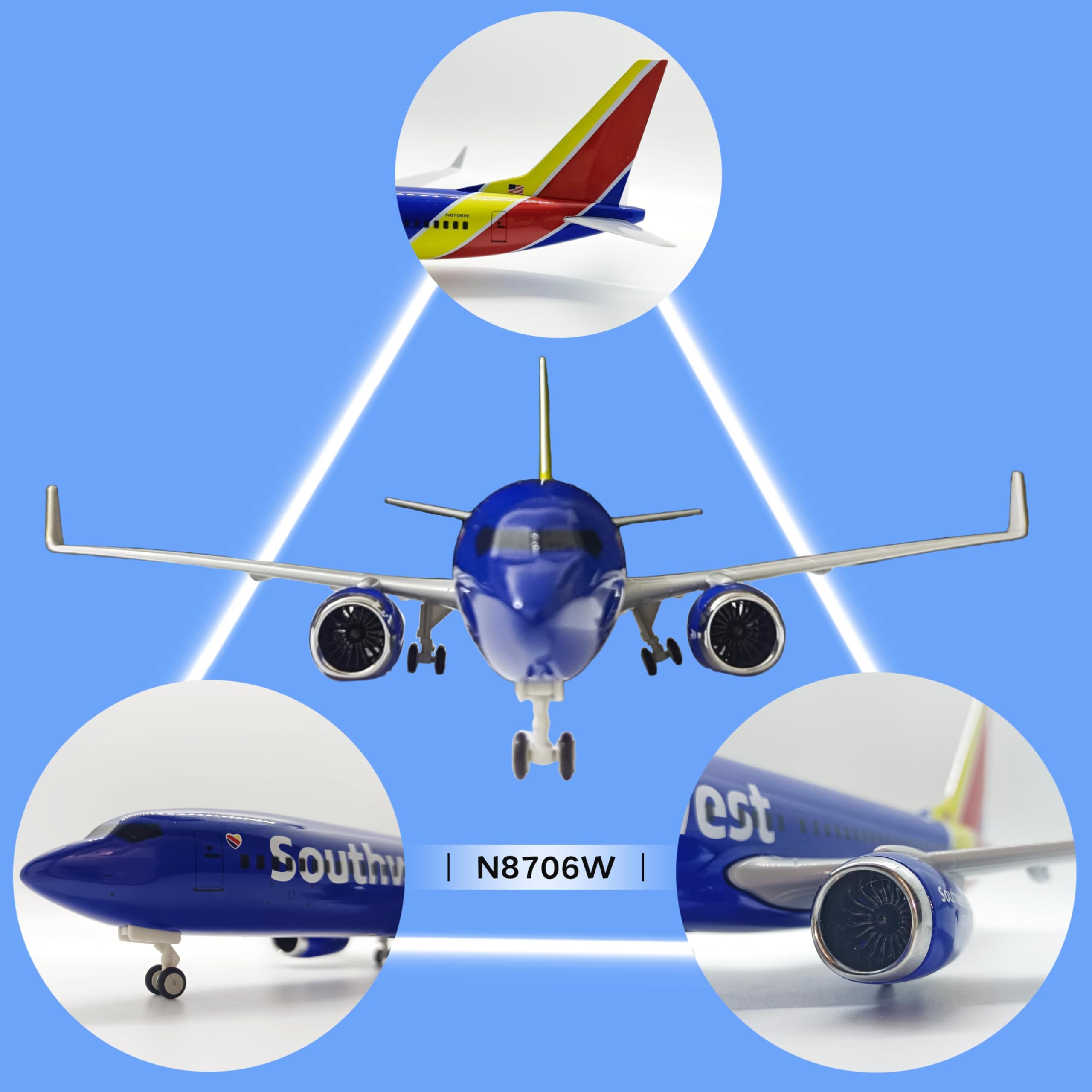 Modellino in scala 1/200, aeroplano in pressofusione Southwest B737, per decorazione ufficio/casa (modello aereo in resina da 30,5 cm
