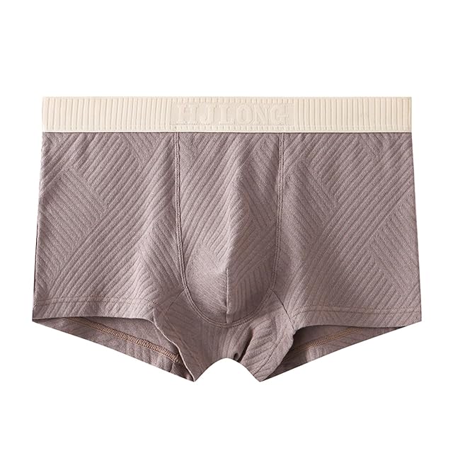 Mens Breathable Boxers Color Matching Stretch Seamless Comfort Underwear Cotton Mid Rise Shorts Soft Comfortable
