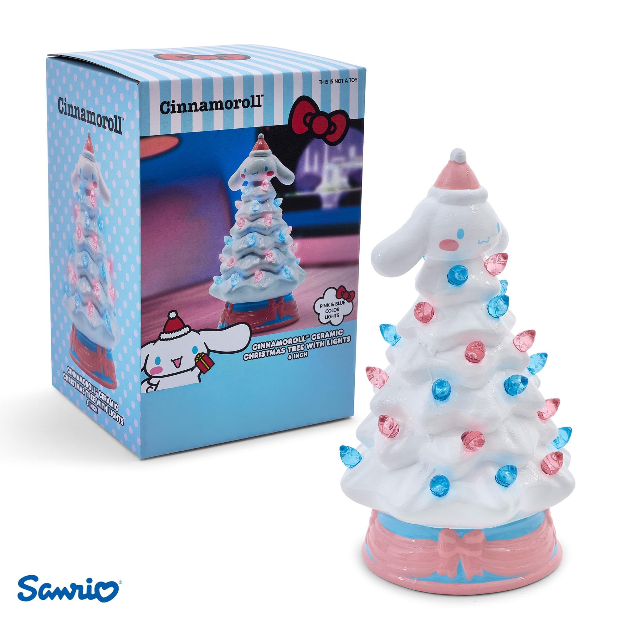 Sanrio Cinnamoroll Light-Up Ceramic Christmas Tree | Battery-Powered Mood Light | 6 Inches Tall