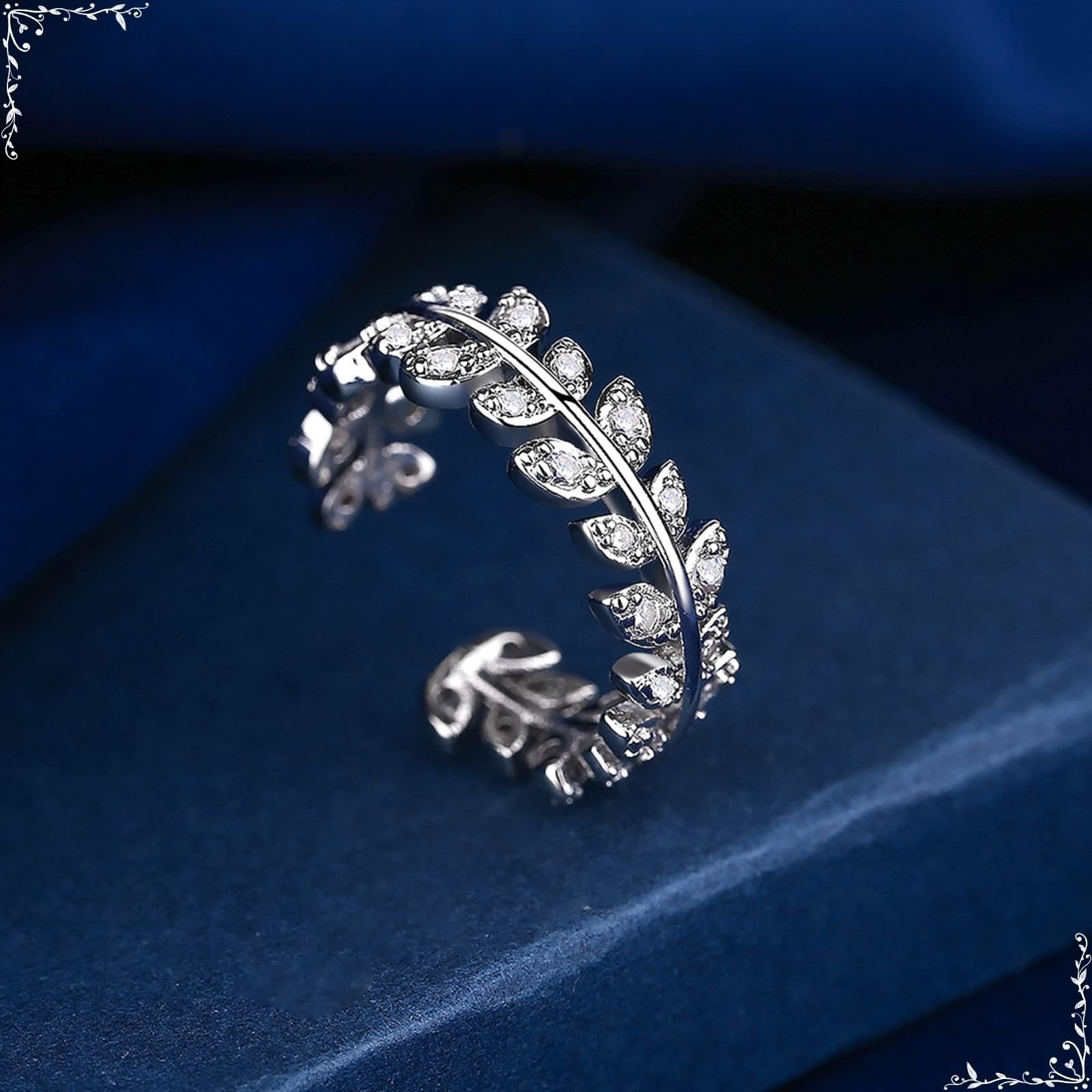 Moissanite obrączka ślubna białe złoto pierścionek 18K liść z cyrkonią sześcienną rozmiar H 1/2 moda dla siostry biżuteria zaręczynowa