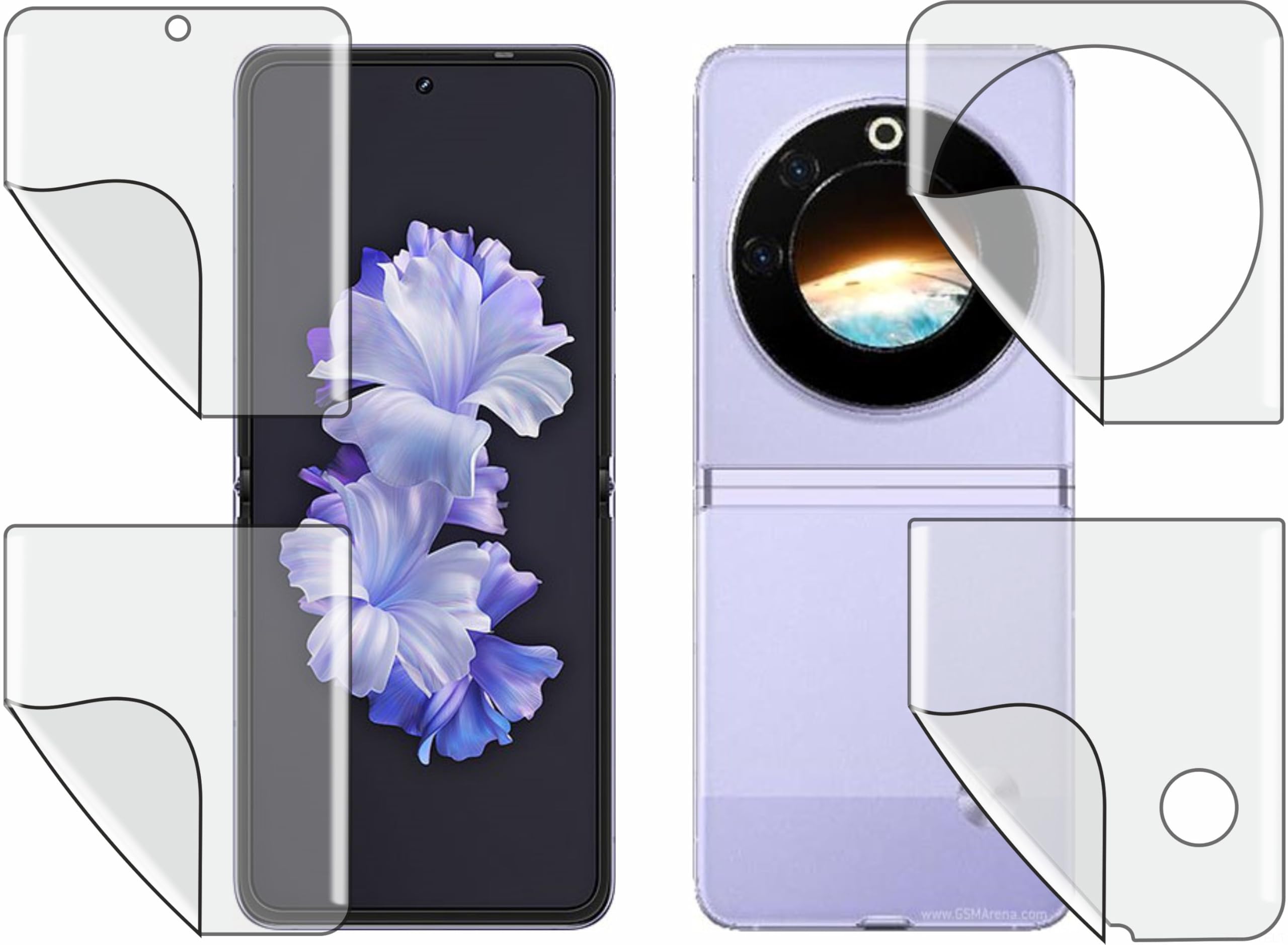 TELTREK Tecno Phantom V Flip AD11 Front & Back Screen Guard, Shatterproof Hydrogel TPU Film in Front & Matte Finish Back Skin at Back, Not a Tempered Glass, Edge to Edge Full Coverage Screen Protector