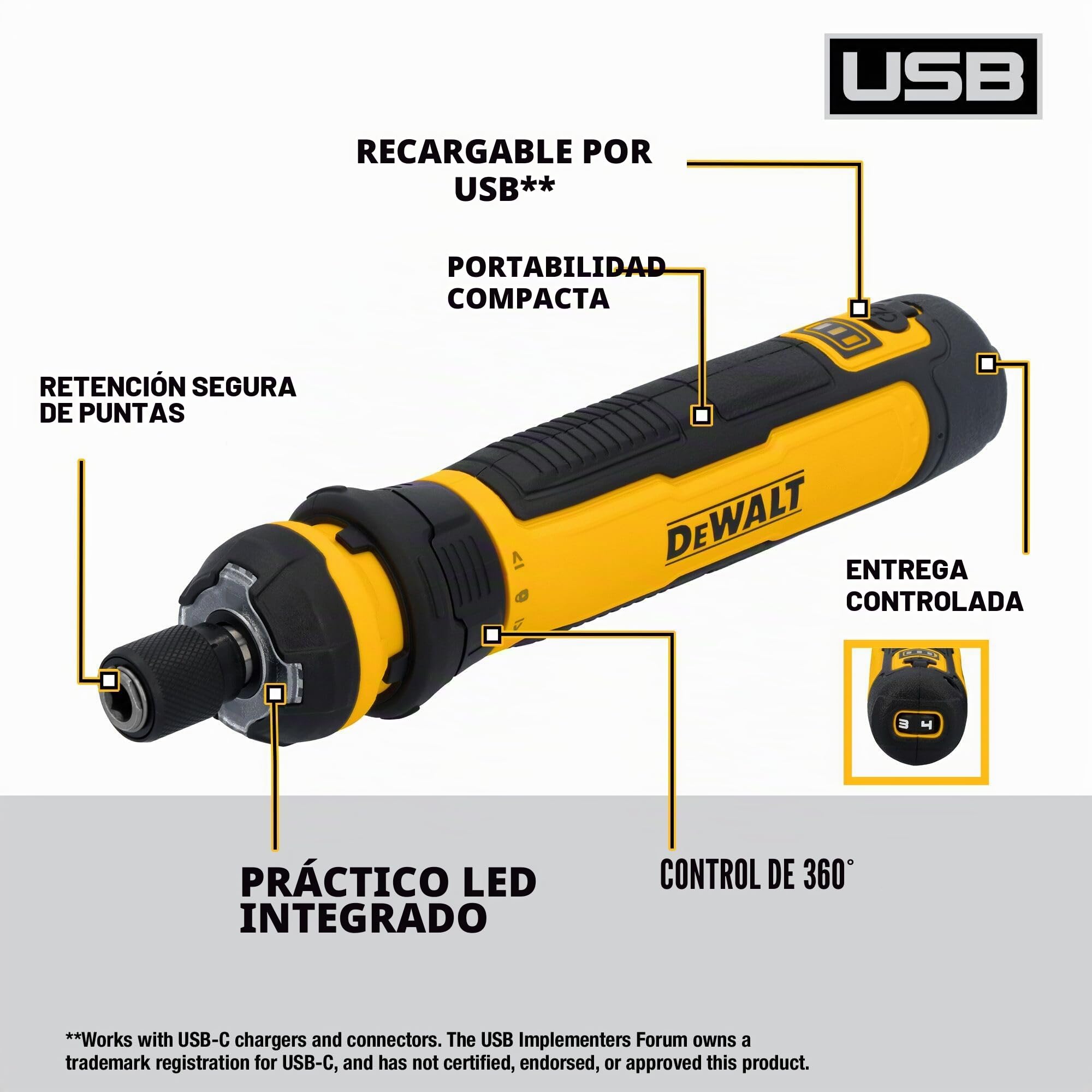 DEWALT Destornillador inalámbrico con control FLEXDRIVE y puntas de destornillador (DWHT66719)