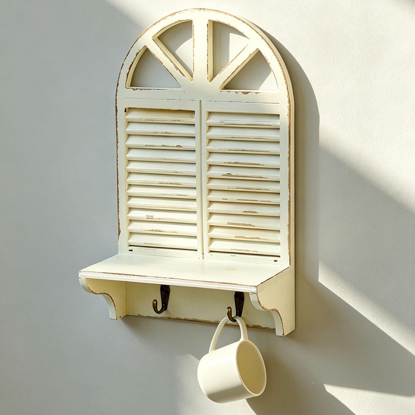 LOVIVER Fensterrahmen-Regal, Wandmontage, Vintage-Design, Küchenorganisation, 46.3 cm X 27 cm