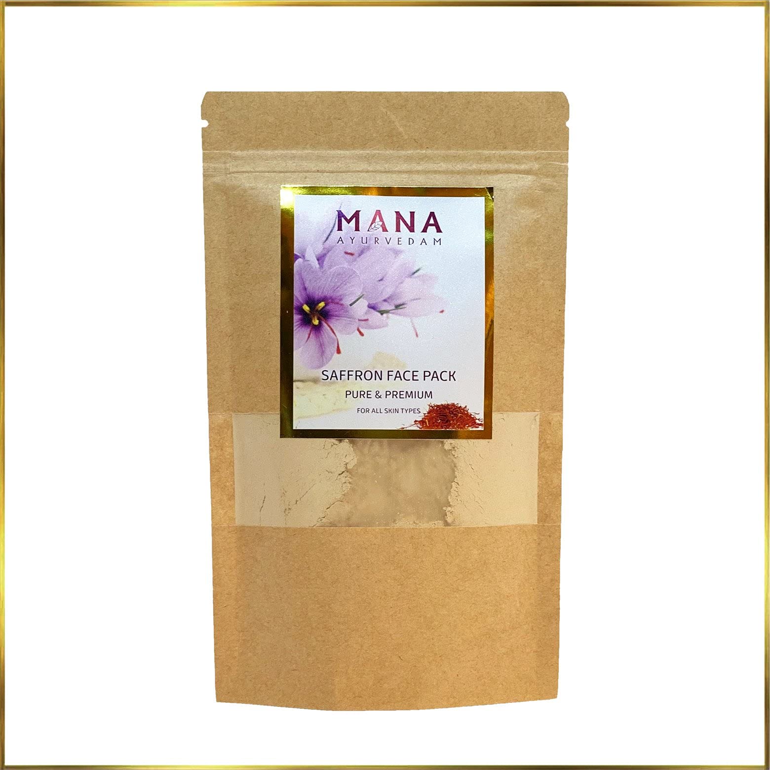 SAFFRON FACE PACK | Kashmiri Saffron | 100% Natural and Chemical Free | Skin Brightening, Oil Control, Deep Cleansing, Anti-Acne | No Added Colors or Synthetic Fragrance | Herbal Face Mask for Men & Women | Ayurvedic Skincare - 100g