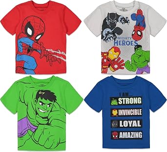 Marvel Boys' Short Sleeve T-Shirt 4-Pack Toddler to Little Kid