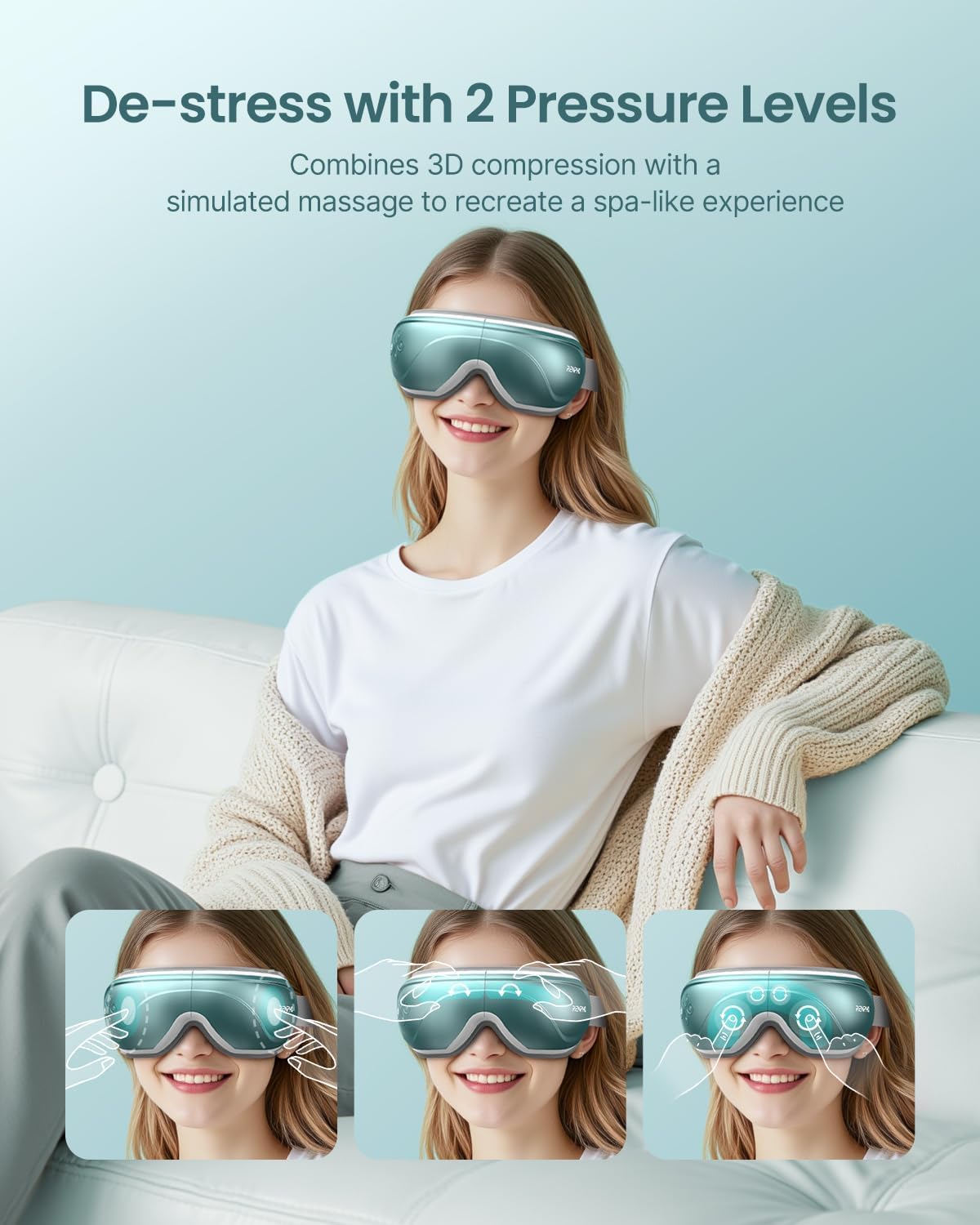 RENPHO Eye Massager with Heat, Mothers Day Gifts Birthday Gifts for Mom Dad Women Men Face Massager, Heated Sleep Mask for Dry Eyes Eyeris 2