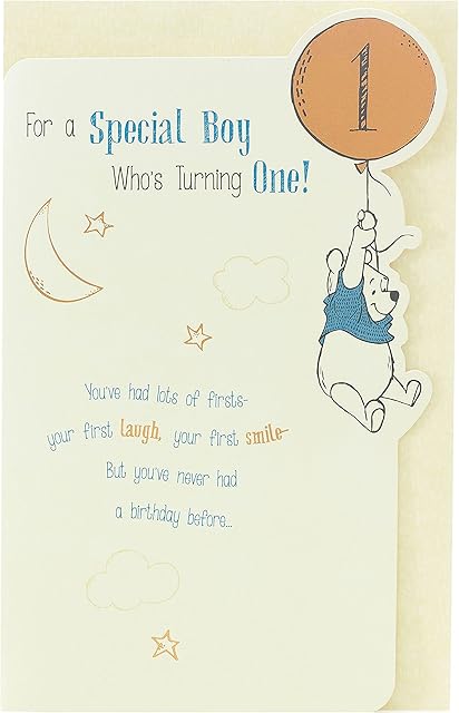 1st Birthday Card - 1st Birthday Card Boy - Disney Birthday Card - Winnie The Pooh Birthday Card