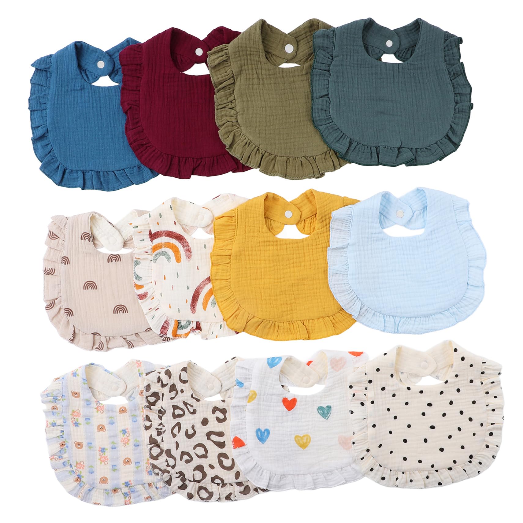 Toyvian 12 Stück Sabberlätzchen Baumwolle Muslin für Neugeborene mit Niedlichen Mustern Saugfähige Weiche und Pflegeleichte Babylätzchen für Kleinkinder