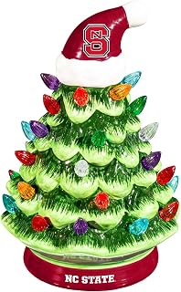Team Sports America NCAA North Carolina State University Ceramic Christmas Trees That Light Up | 8" LED Vintage | Officially Licensed Team Logo | Christmas Tabletop Decorations for Home
