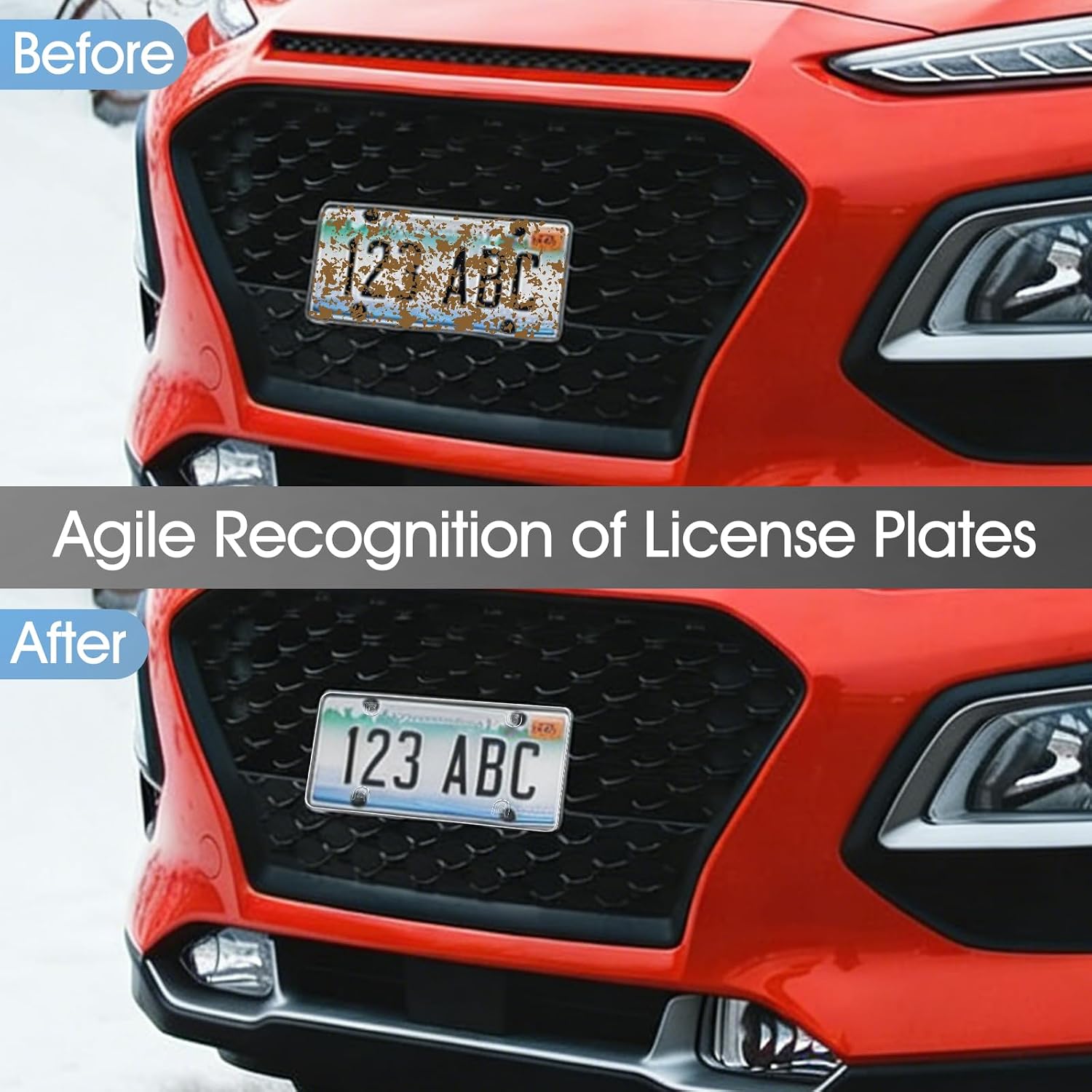2PCS Clear License Plate Covers Transparent Flat Vehicle Tag Frame Protector with Screws & Caps 12.2 X 6.3 Inches Universal for Rv, Sedan, SUV