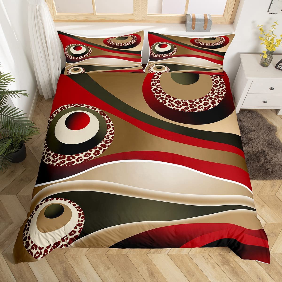 Housse de couette King Size thermorégulatrice imprimé abstrait coloré