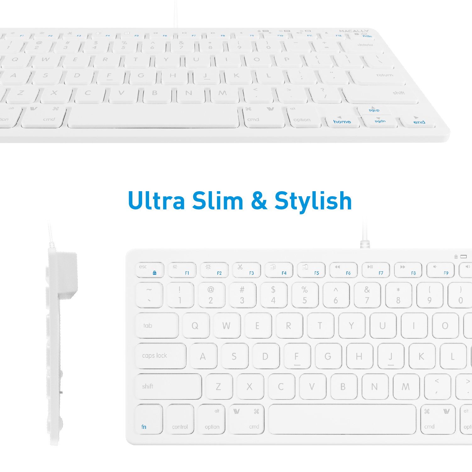 Macally USB Wired Keyboard for Mac and Windows PC Plug and Play Apple