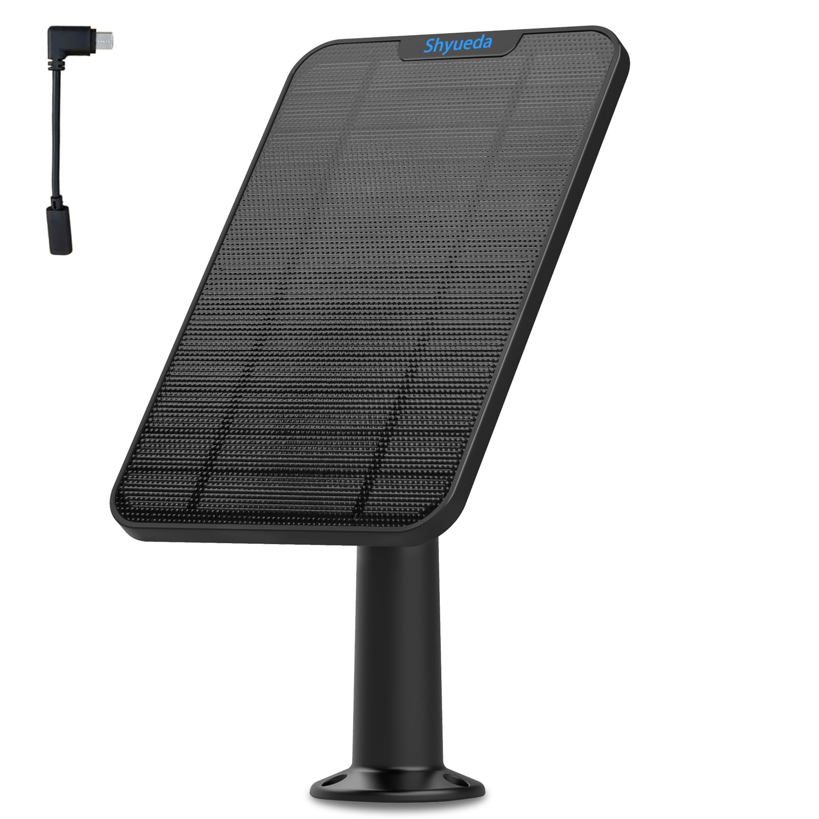 Shyueda Solar Panel Compatible with Eufycam 3/3C/2C/2C Pro/2/2 Pro/E20/E40/E/S40/S220/L40/L20, with 13.1ft Waterproof Charging Cable, IP65 Weatherproof,Includes Micro USB to Type-c Adapter