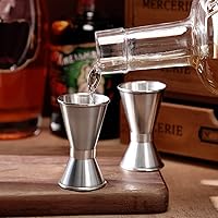 Vista 4 de Hoteam 9 piezas de acero inoxidable Jigger para bartending 1 y 1/2 oz cóctel Jigger Shot taza medidora 0.5 fl oz y 1.0 fl oz estilo japonés doble