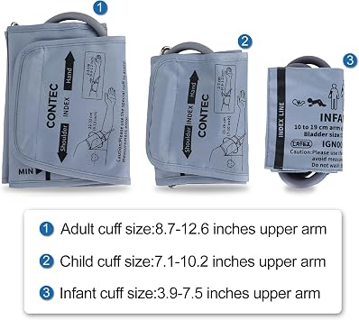 CONTEC Fully Automatic Blood Pressure Monitor Upper Arm Cuff 3 Mode 3 Cuffs Electronic Sphygmomanometer 300 Sets Memory
