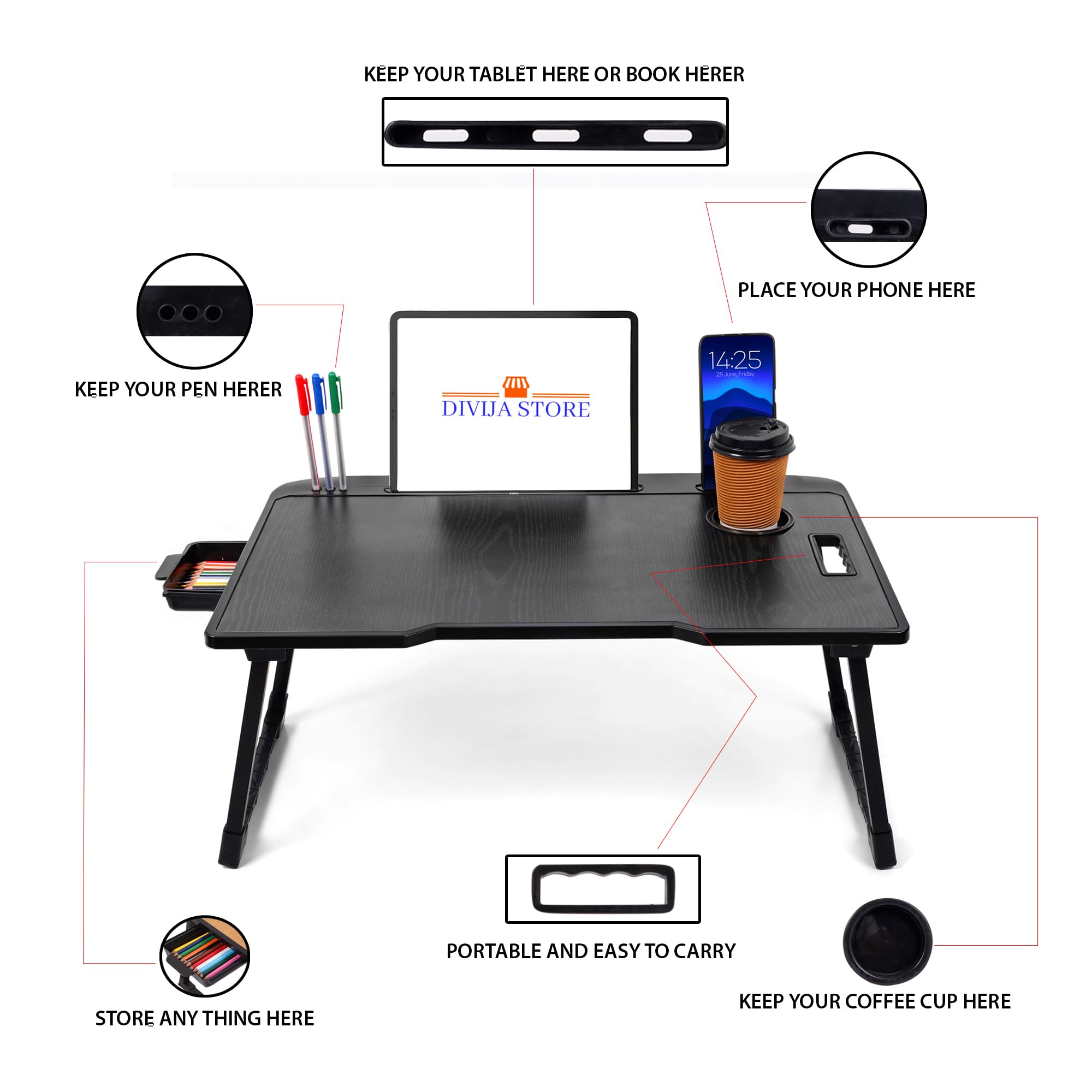 Foldable Laptop Table - Bed & Couch Desk -7