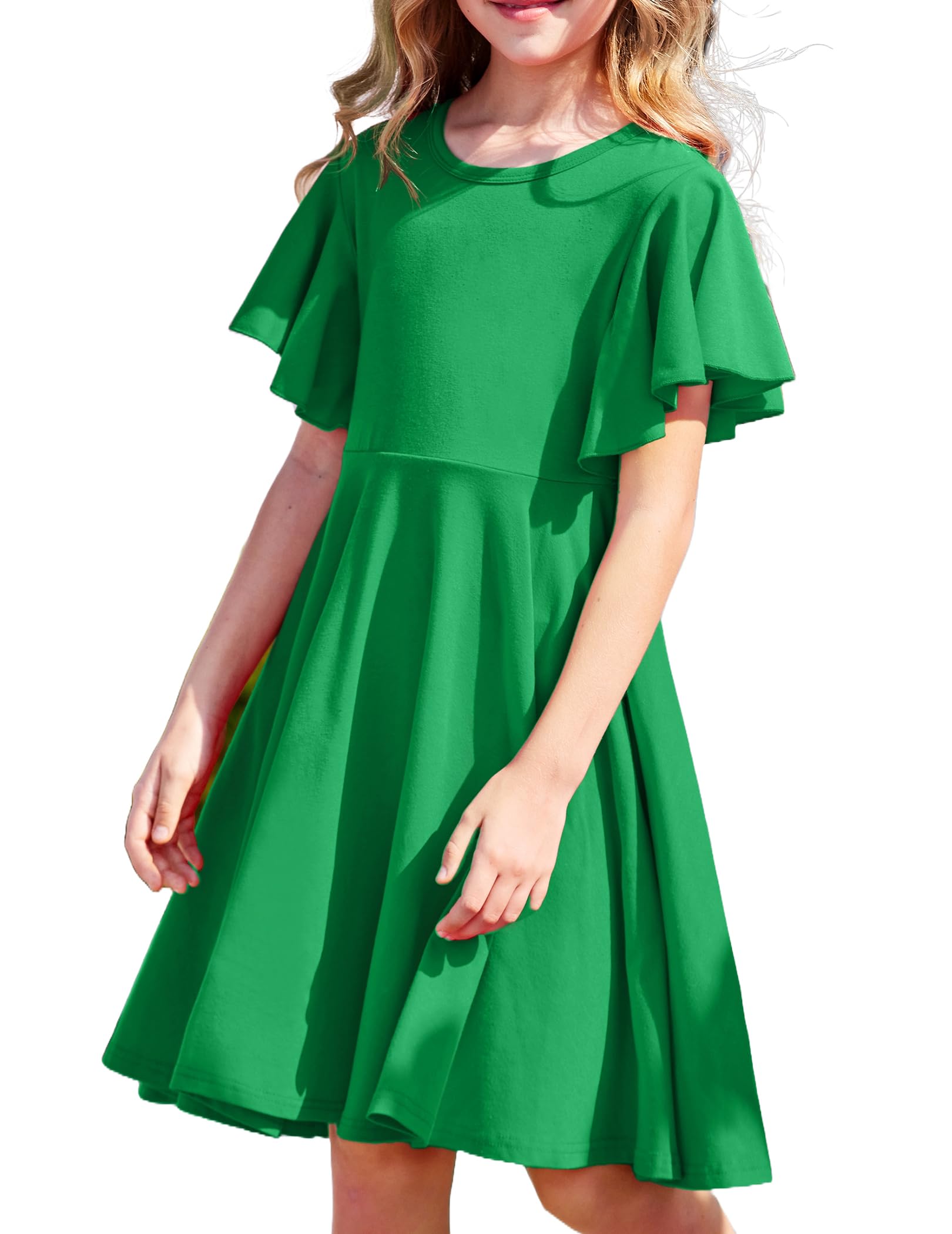Haloumoning Meisjesjurk met ronde hals en lange mouwen, jurken kinderen, effen, A-lijn, vrijetijdsjurk, herfst, winter, basic midi-jurk, 5-14 jaar, zwart, 13-14 Jaar