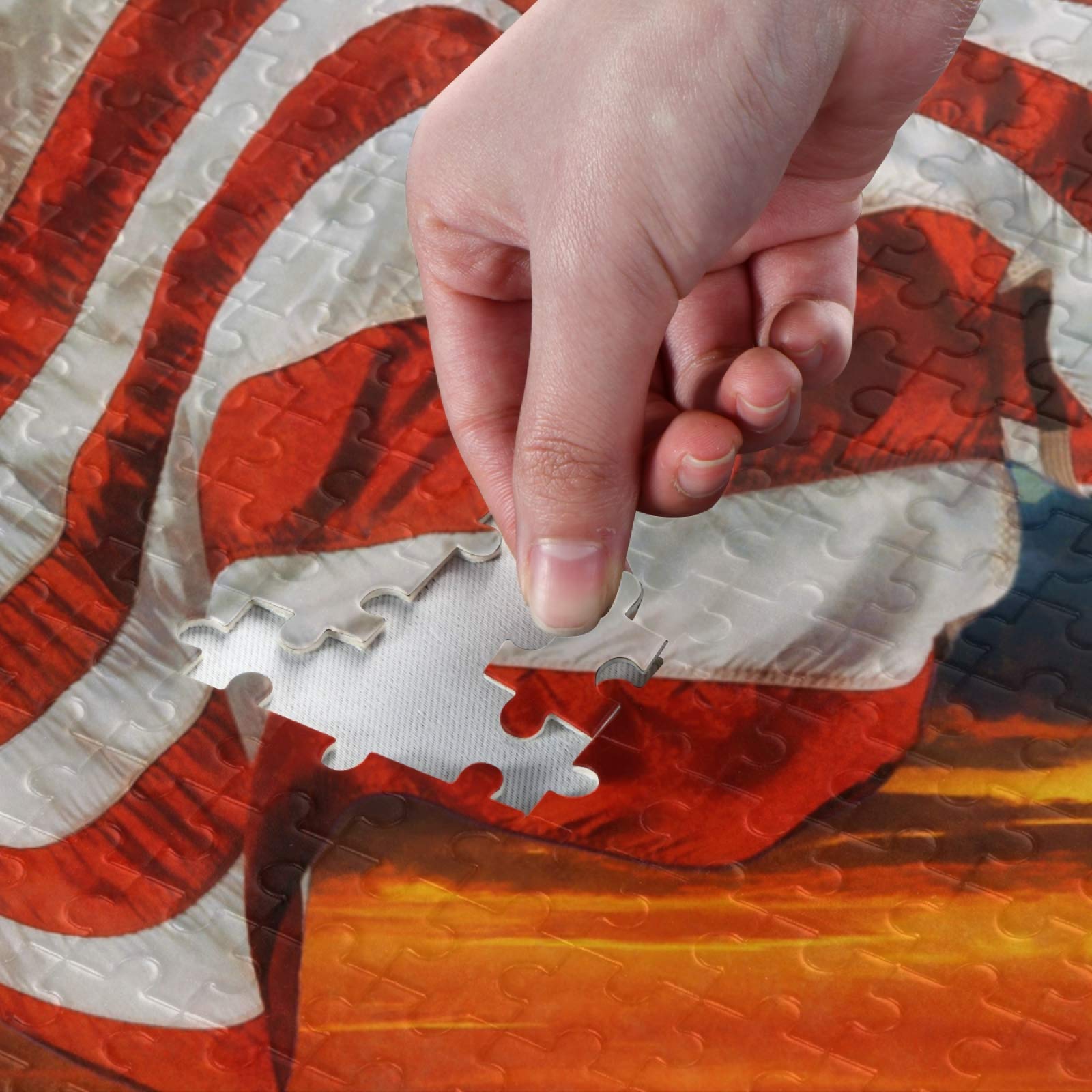 1000 Teile Puzzle „USA Flagge Mit Wolf“ – 70x50 Cm, Patriotisch, Für Erwachsene
