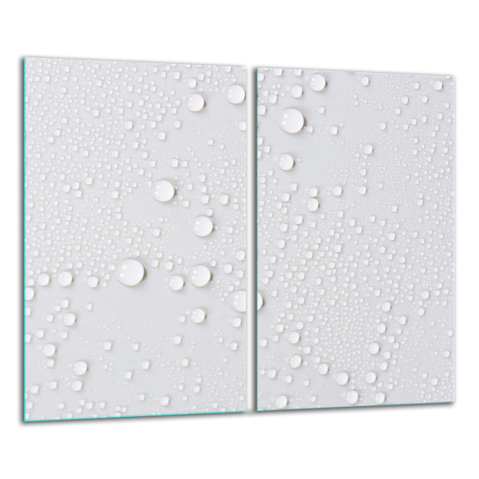 TMK Placa Protectora Vitrocerámica 30x52cm 2 Piezas Blanco Gotas