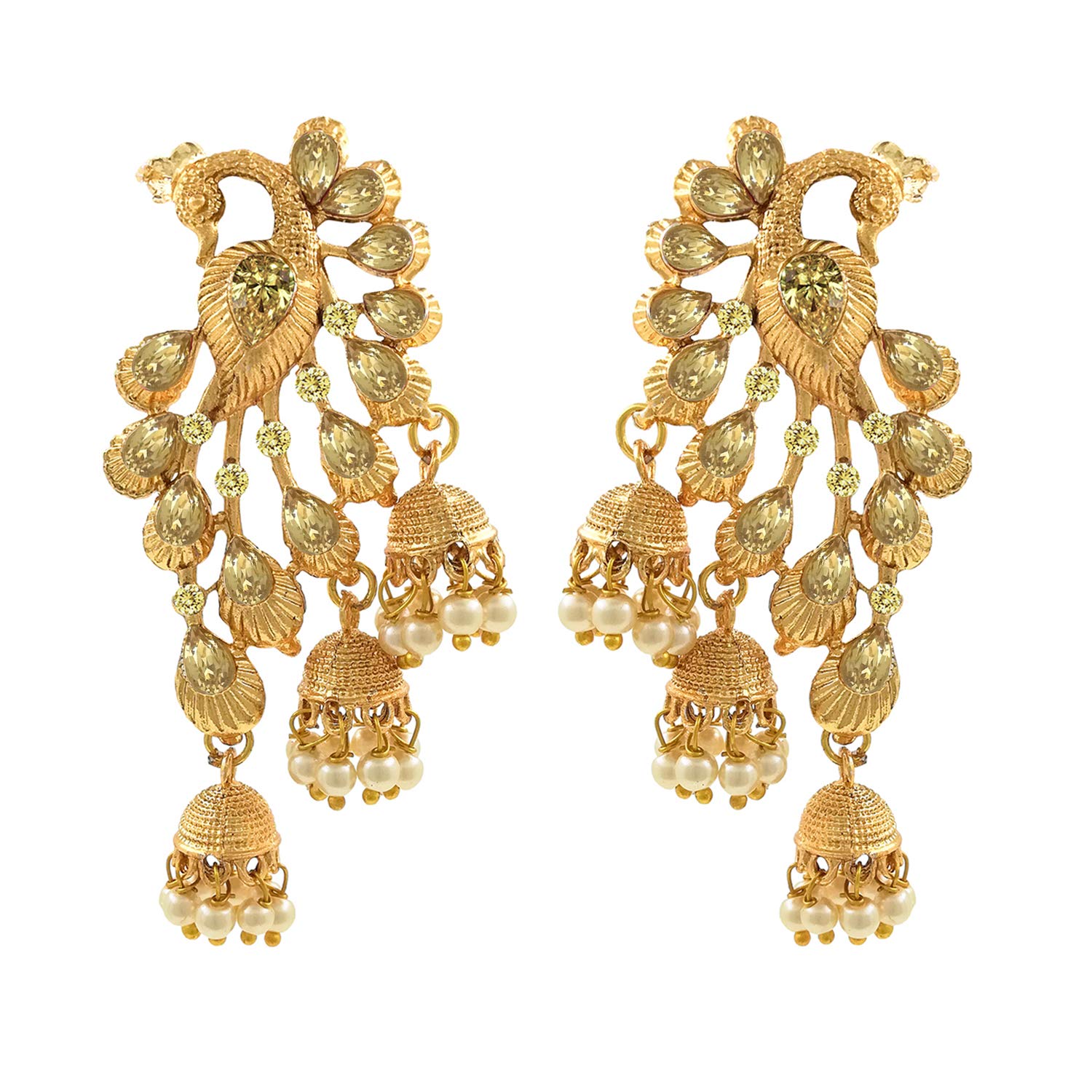 Saizen Gold-plated and Crystal and Citrine Jhumki Earrings for Women, Yellow (B07QYND933) Amazon Price History, Amazon Price Tracker