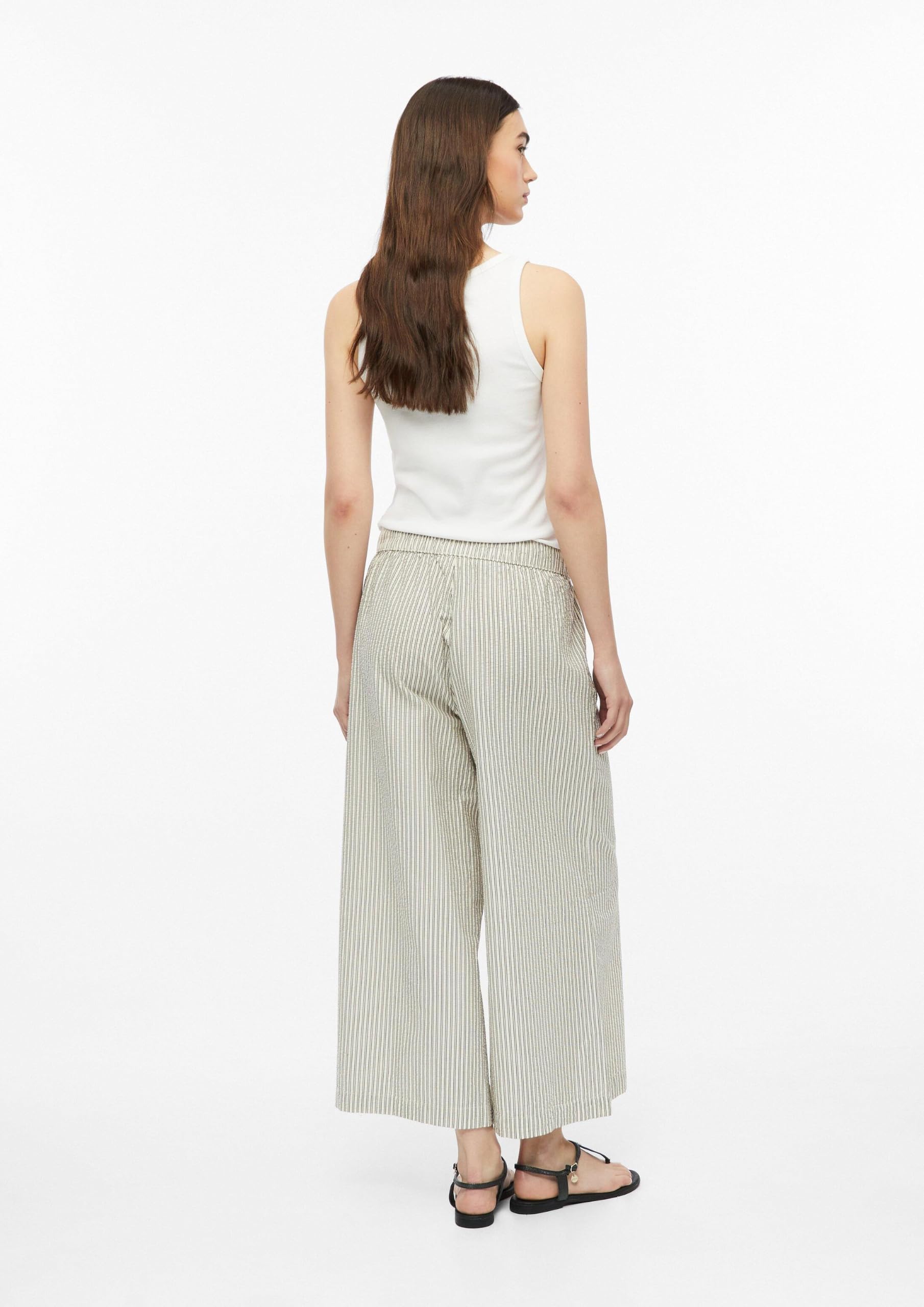 s.Oliver Damen Hose Culotte aus Seersucker mit Weitem Bein