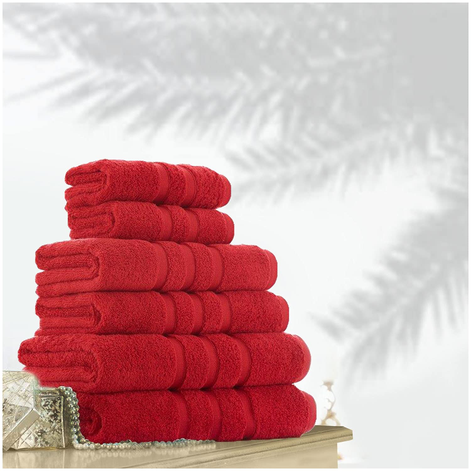 GC GAVENO CAVAILIA Soft Hand Towels For Bathroom Set Of 4, Super Absorbent Towel, 550 GSM Cotton Towel Sets Red, 50X80