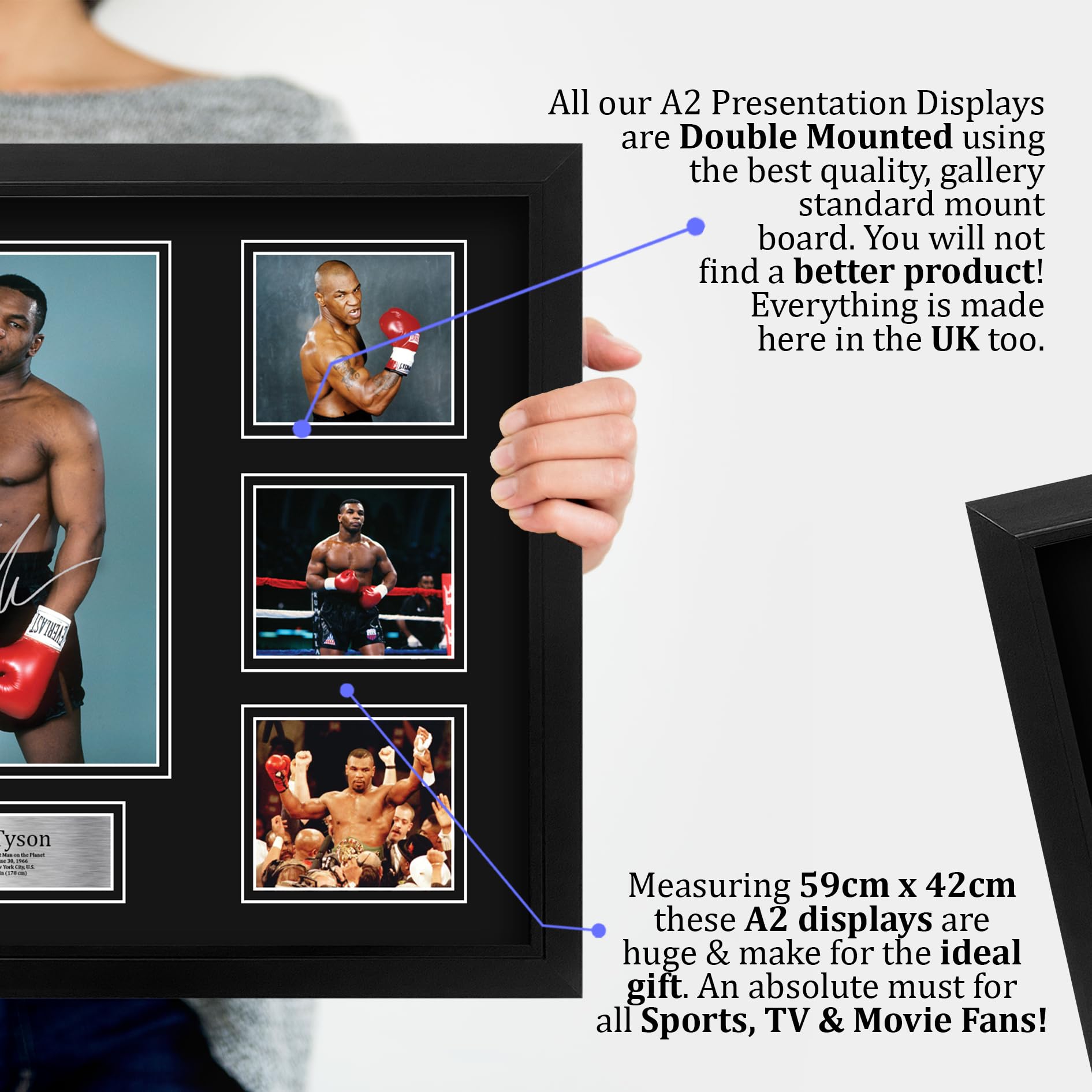 HWC Trading Mike Tyson Geschenke Gedrucktes Signiertes Autogramm Foto für Fans von Boxsport Memorabilien - A2 Gerahmt