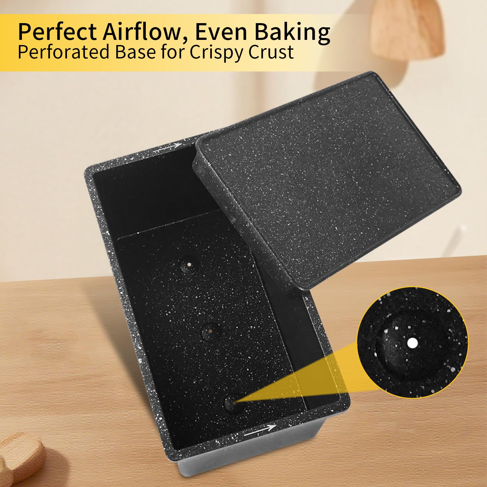 Kastenform für selbstgemachtes Brot, antihaftbeschichtet, tiefe Backform mit Deckel, ofenfest, strapazierfähig für Sauerteig und Sandwich, 20,3 x 10,2 cm, gesprenkelt schwarz