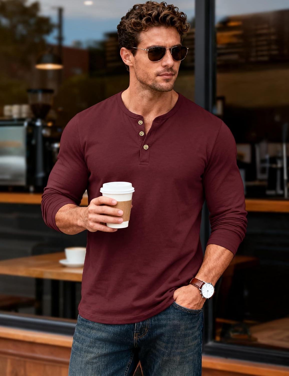 MAGCOMSEN Men's Henley Shirts Long Sleeve Button Shirts Moisture Wicking Tees Casual Basic Solid Pullover Shirt