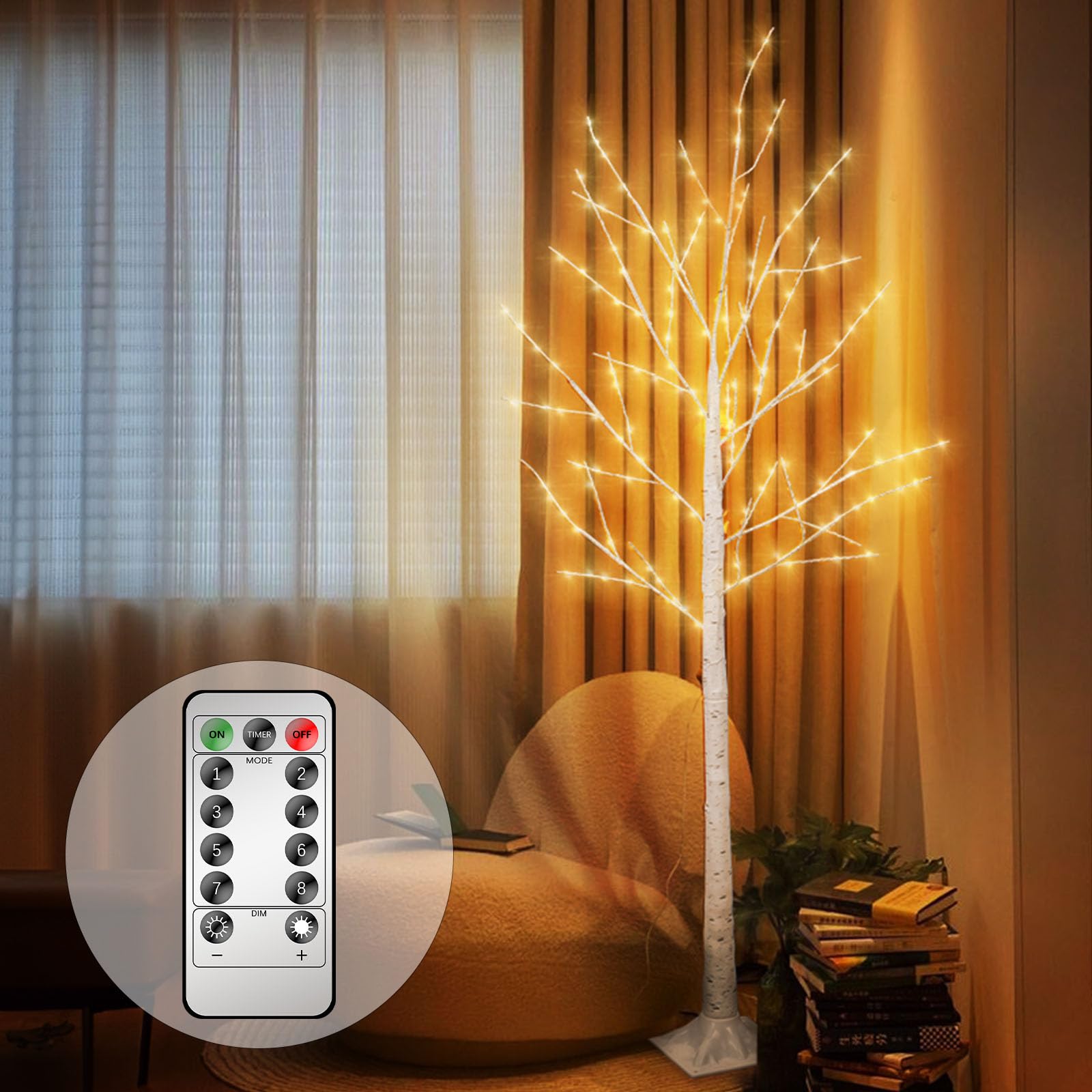 Photo 1 of *DOES NOT POWER ON AND MISSING REMOTE* NAHUAA 6FT Lighted Birch Trees 240 Led Lights Birch Tree, White Twig Christmas Tree, Lit Birch Trees for Indoor Outdoor Home Decor and Party Holiday Christmas Decoration