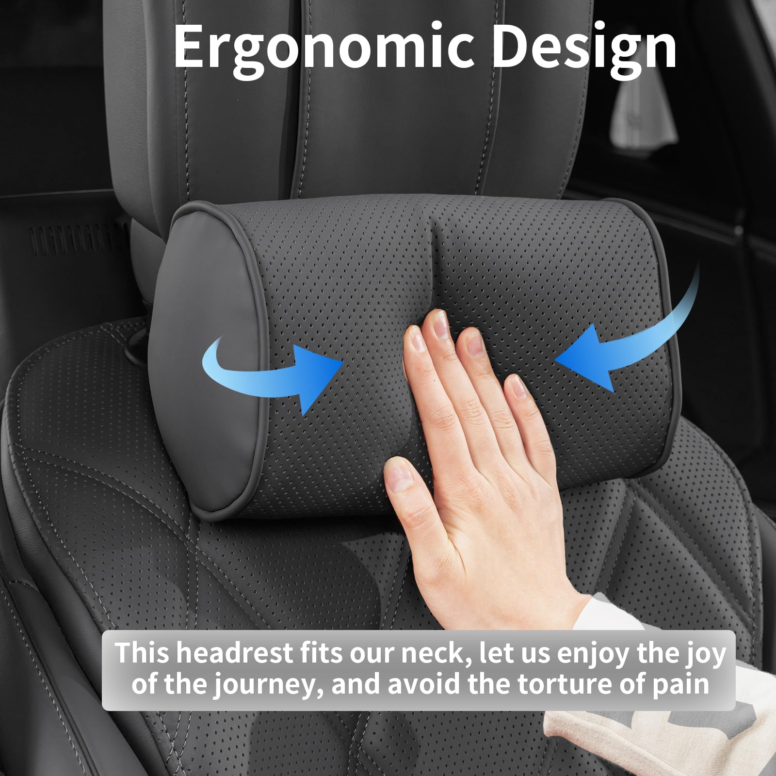 2 Pcs Cojin Reposacabezas Coche, Reposacabezas Coche Pillow Memory Foam Almohada Cervical para Coche, Ajustables para el Reposacabezas del Asiento del Coche