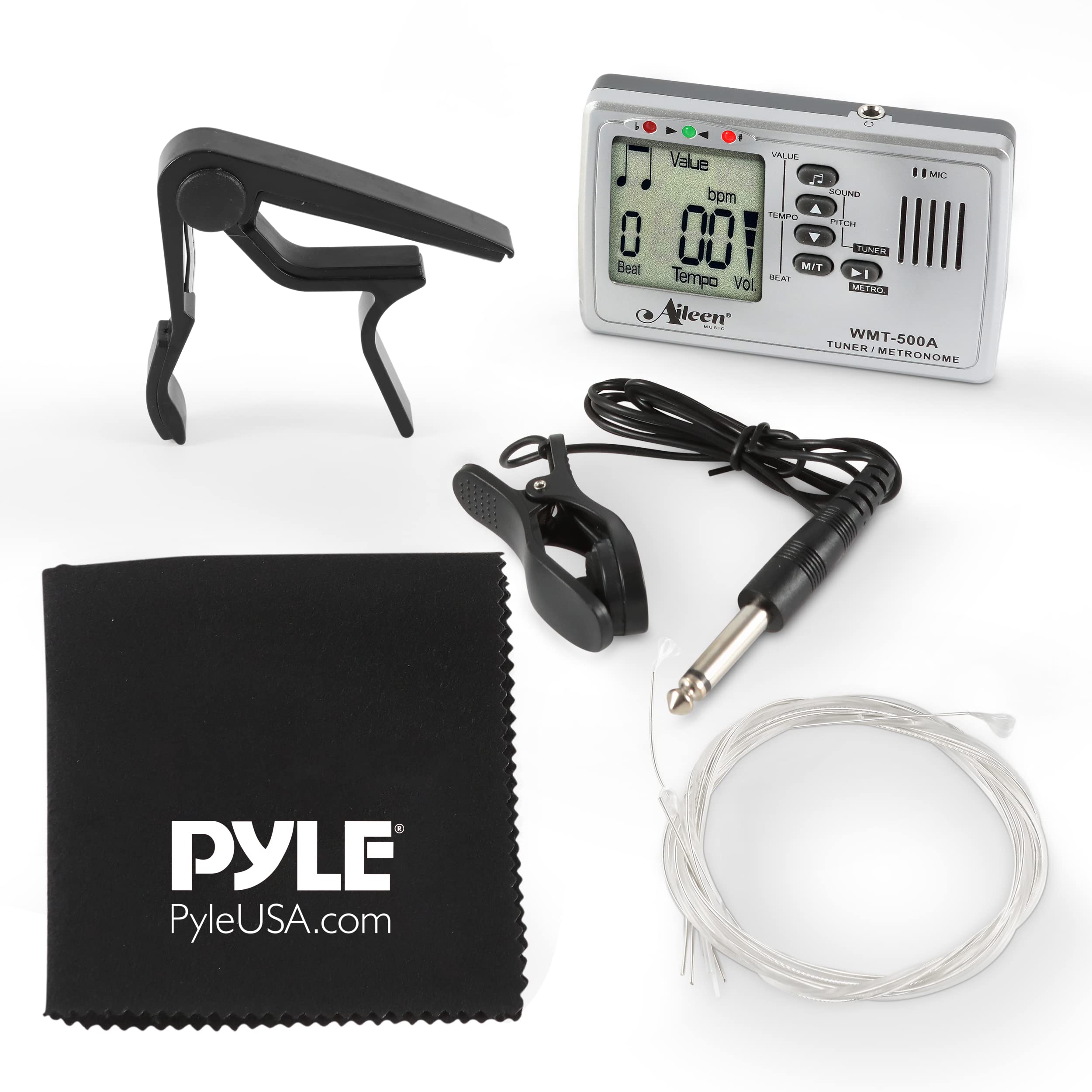 Kit di accessori per chitarra classica – corde in nylon, set completo di sostituzione, capotasto in plastica, metronomo, panno per la pulizia