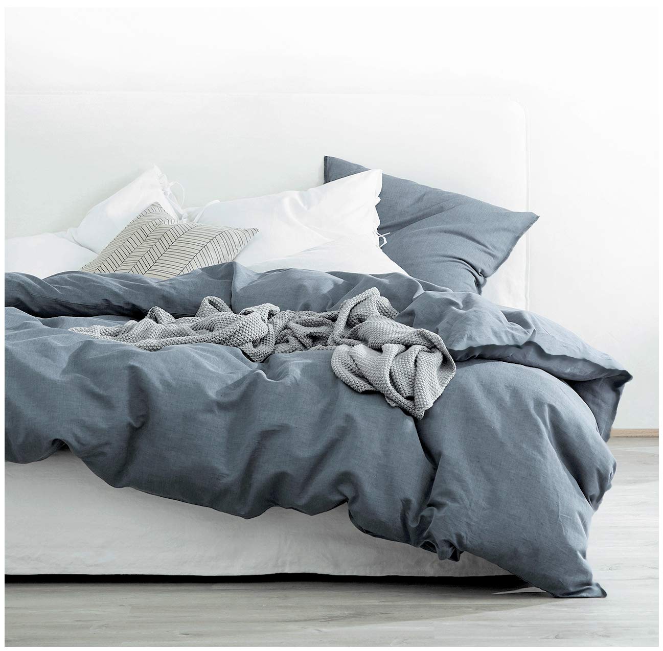 NAWAISH 100% Cotone Lavato Set Copripiumino, Design Naturale