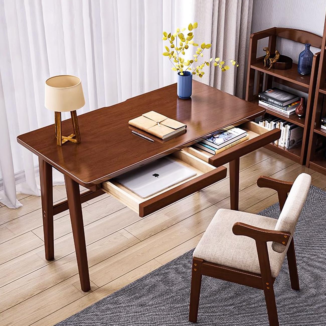 引き出し付き　木製ライティングデスク Amazon | アクリル 木製 ライティングデスク 引き出し2個付き