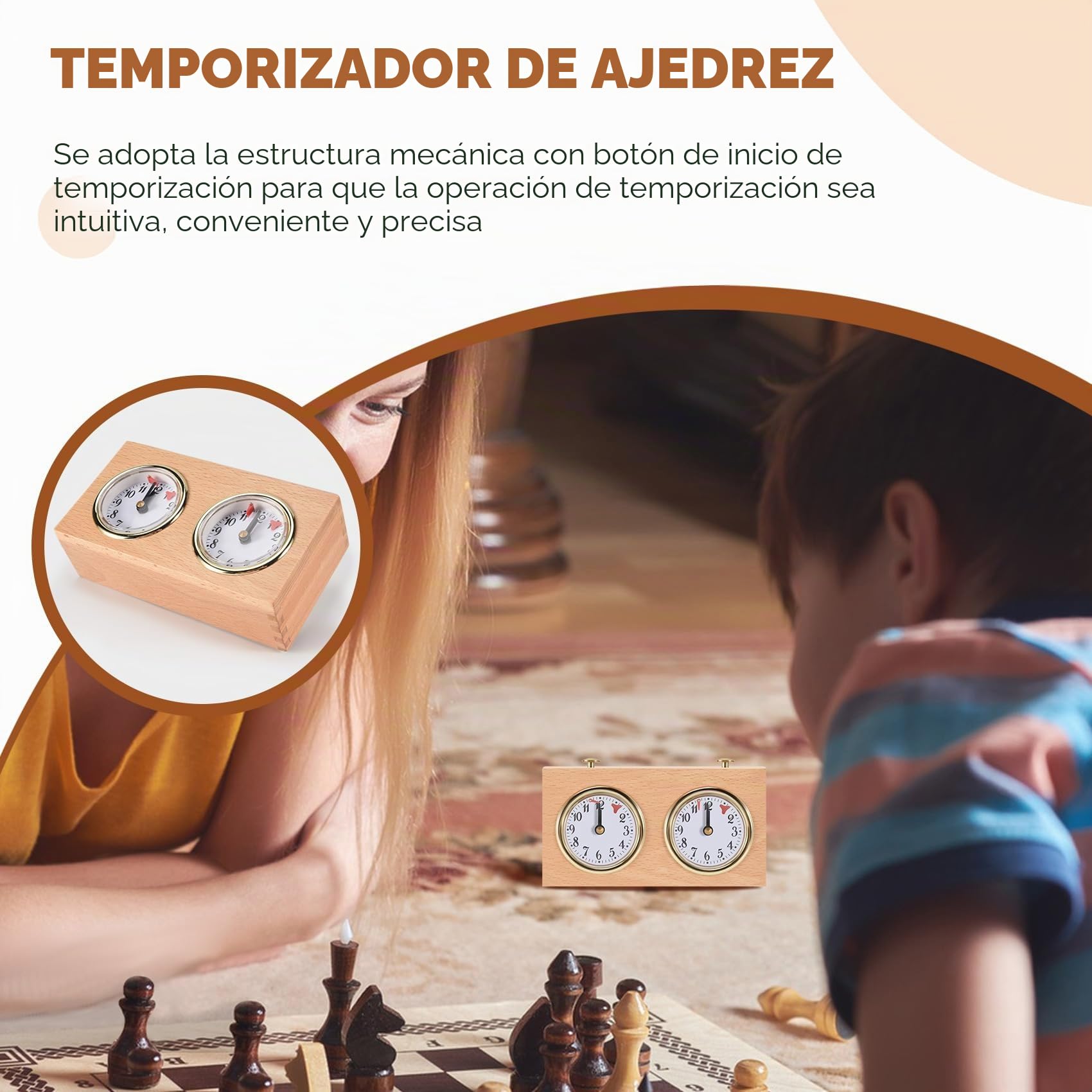 Temporizador de ajedrez, reloj de ajedrez digital profesional, temporizador de conteo de madera, reloj de ajedrez internacional portátil