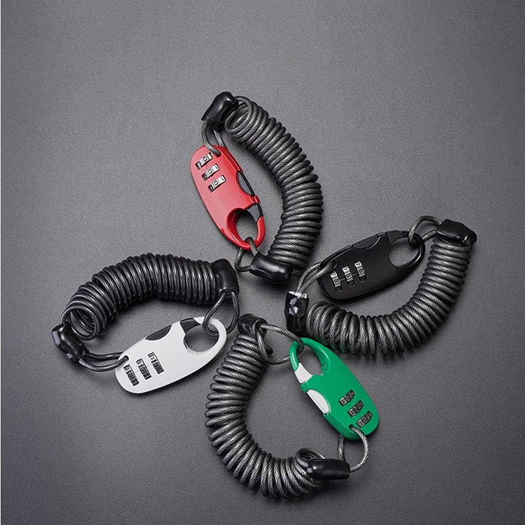 Mini Bike Lock Moto Cycling Helmet Bicycle Cable Lock Anti-Theft Password Motorcycle Lock Bicycle Accessories (Color : White, Size : 90cm) (White 90cm)