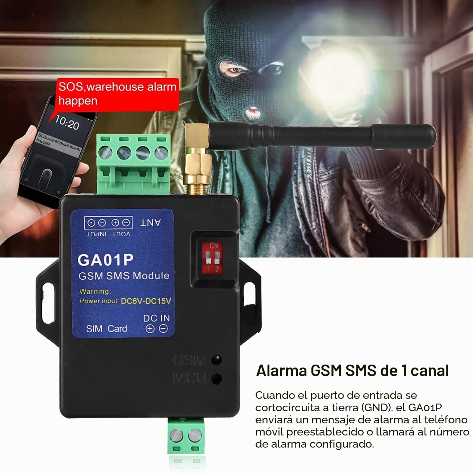 Alarma de Falla de Energía GSM SMS, Envía Alertas SMS a 6 Teléfonos Móviles, Mensajes de Alerta Personalizables Emote Alerta de Falla de Energía, Se Conecta a Varios Sensores
