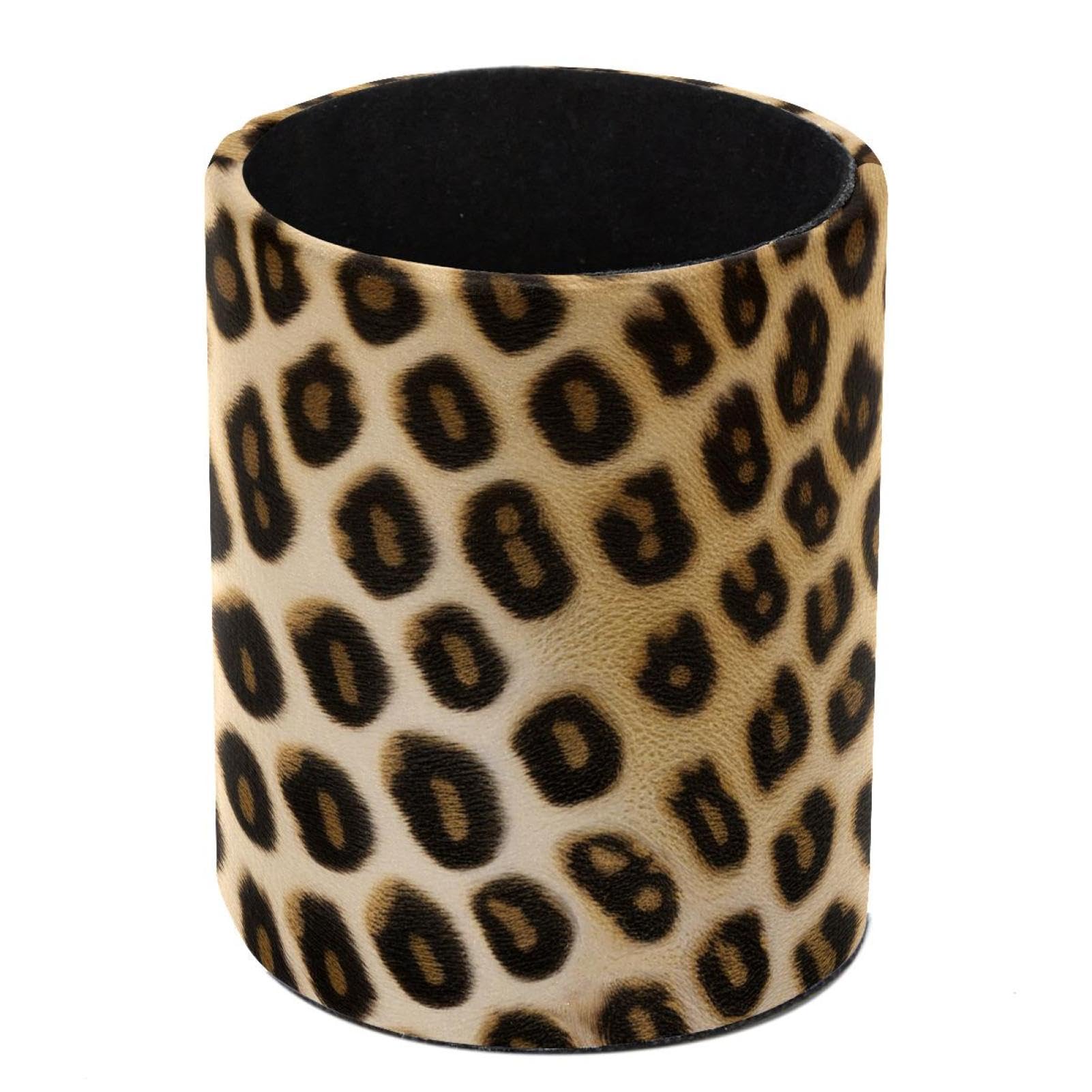 HEOEH Leopard Printed Pen Holder for Desk, PU Leather Pencil Holder Pen Cup Marker Holder Makeup Brush Holders, Desk Accessories & Workspace Organizers for Home, Office